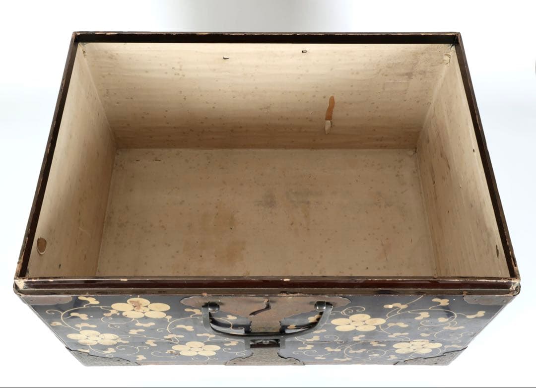 【江戸期】星梅鉢家紋 総面蒔絵 大名挟箱 金具付 時代箪笥 雛道具 古美術 骨董