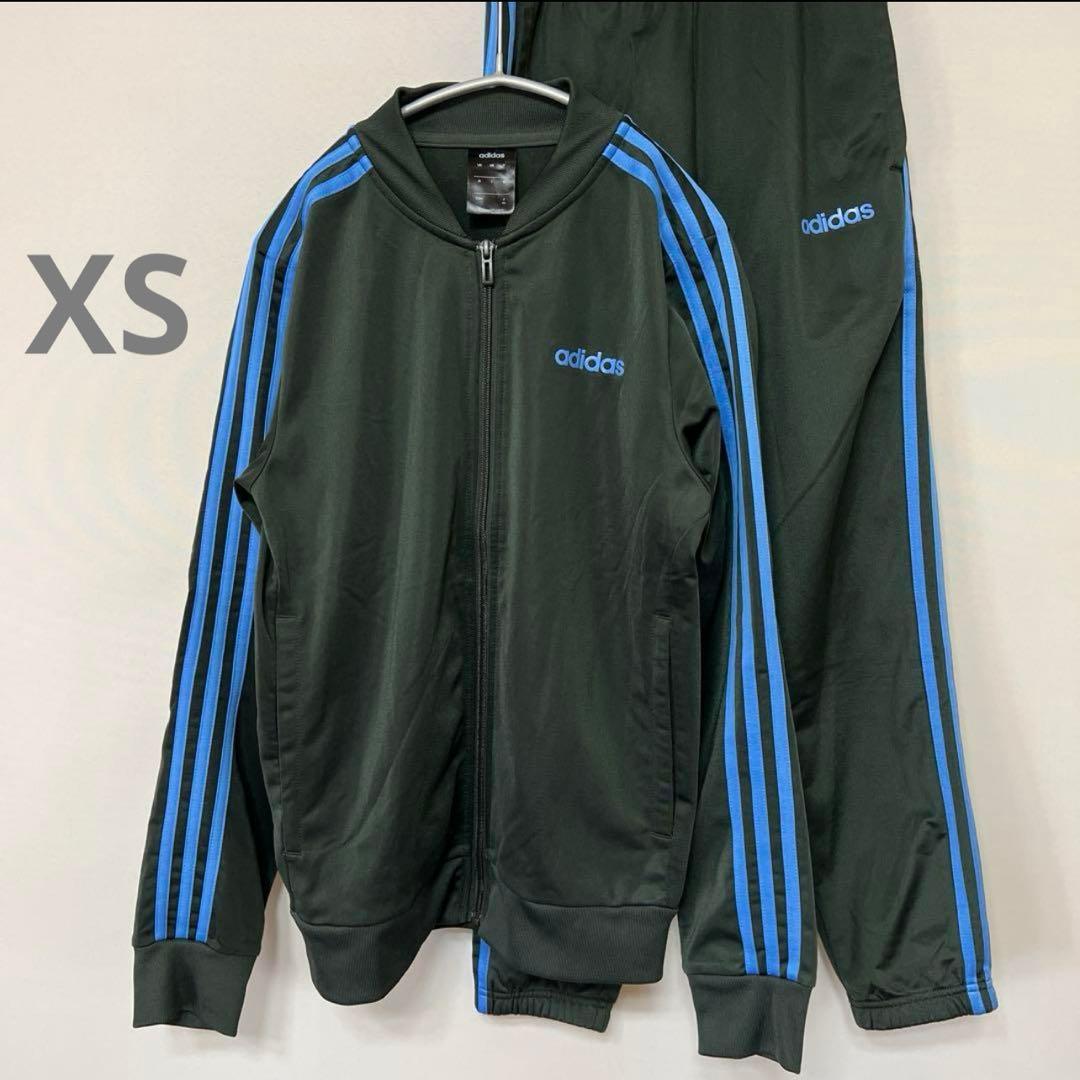 adidas ジャージ　セットアップ　３本ライン　上下　ダークグリーン