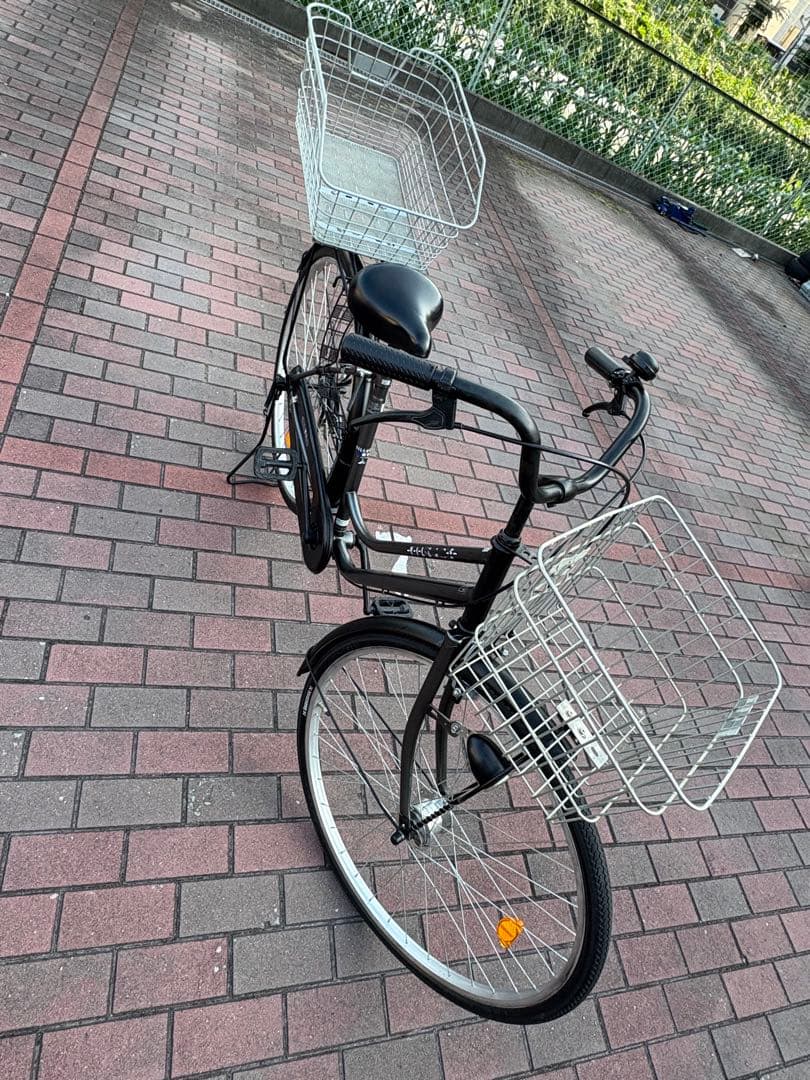前後大型バスケット　お買い物仕様オートライトママチャリ(27㌅)お引取/配達可能