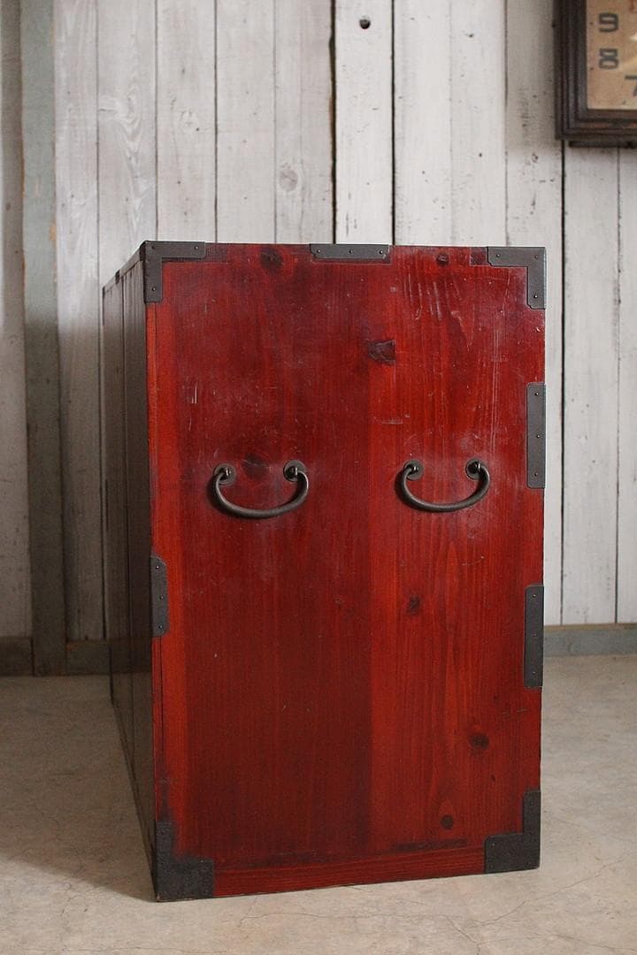 丸金具　時代庄内箪笥 3段　タンス　収納　古家具　古民家　時代家具