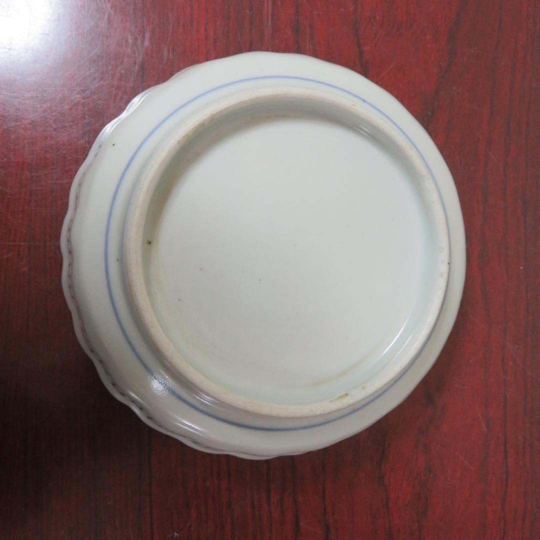 小皿 松竹梅 染付 丸窓 3枚 明治 大正