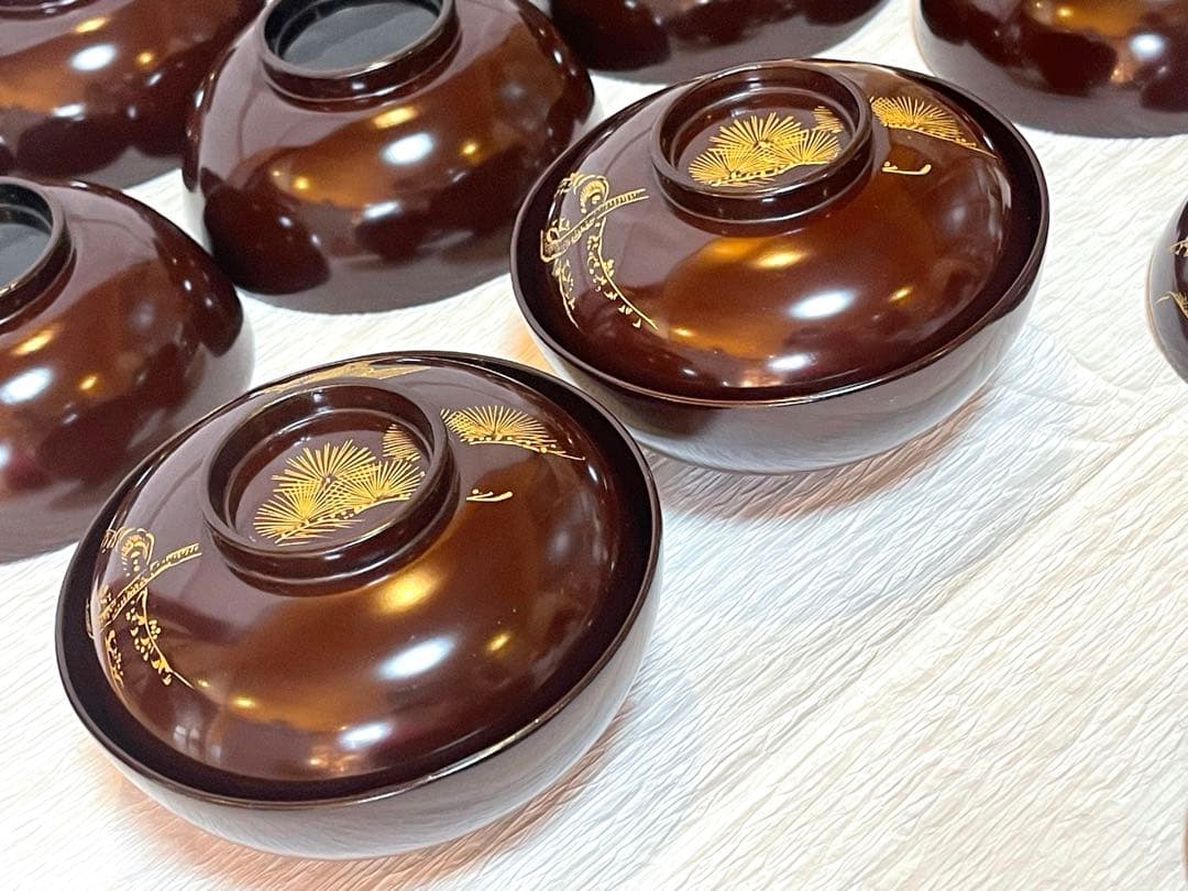 木製漆器　吸物椀　金蒔絵　骨董　時代物　アンティーク　10客① 149