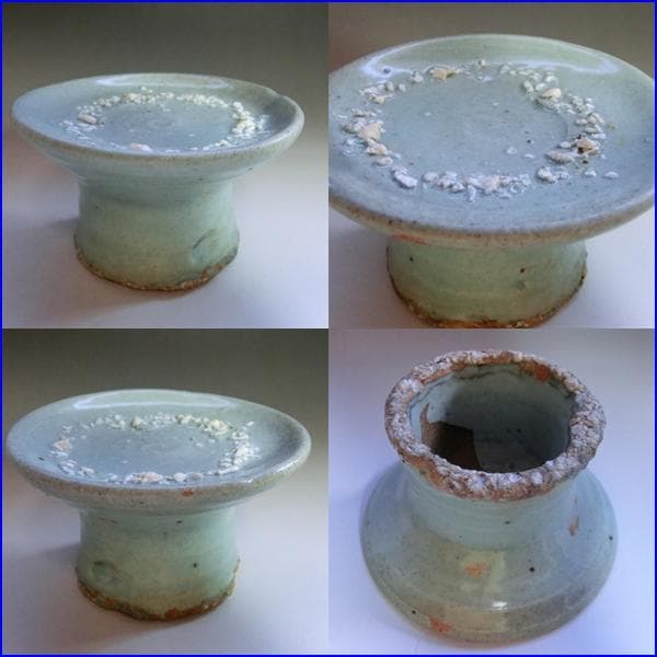 盃台■古い青磁 砂高台 酒器 古玩 唐物 中国 古美術 時代物 骨董品 希少■