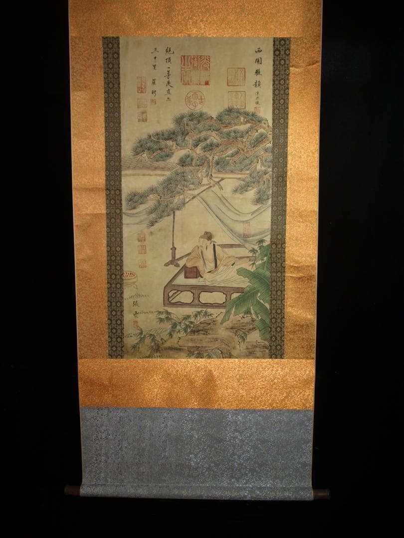 蔵出品　　中国唐時代掛け軸　张萱作絵　花鳥図 激安骨董品 BD234A13-3