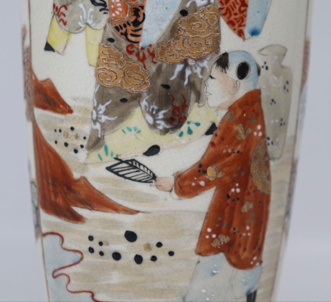 明治期　本薩摩　人物紋瓶1対　極上金彩　アンティーク　送料込み250708