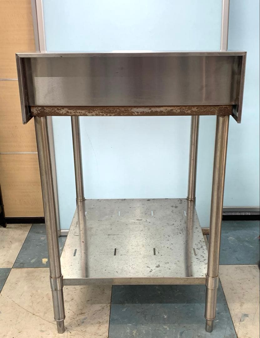 業務用ステンレス作業台 高さ990㎜×幅550㎜×奥行750㎜ バックガード付