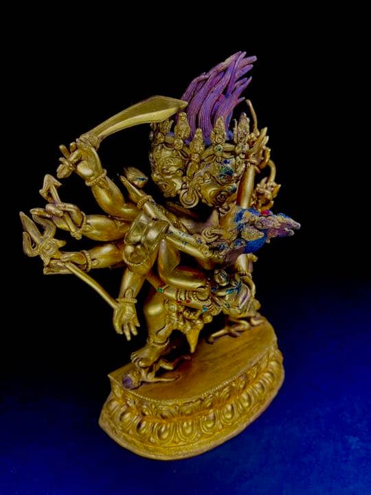 仏像 鎏金マハ一カ一ラネパール造像 密教 大逸品 高さ25.3cm 3.6kg