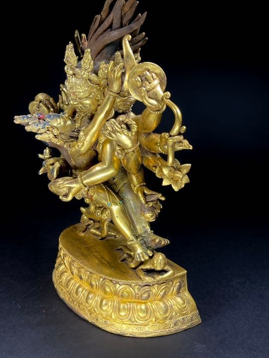 仏像 鎏金マハ一カ一ラネパール造像 密教 大逸品 高さ25.3cm 3.6kg