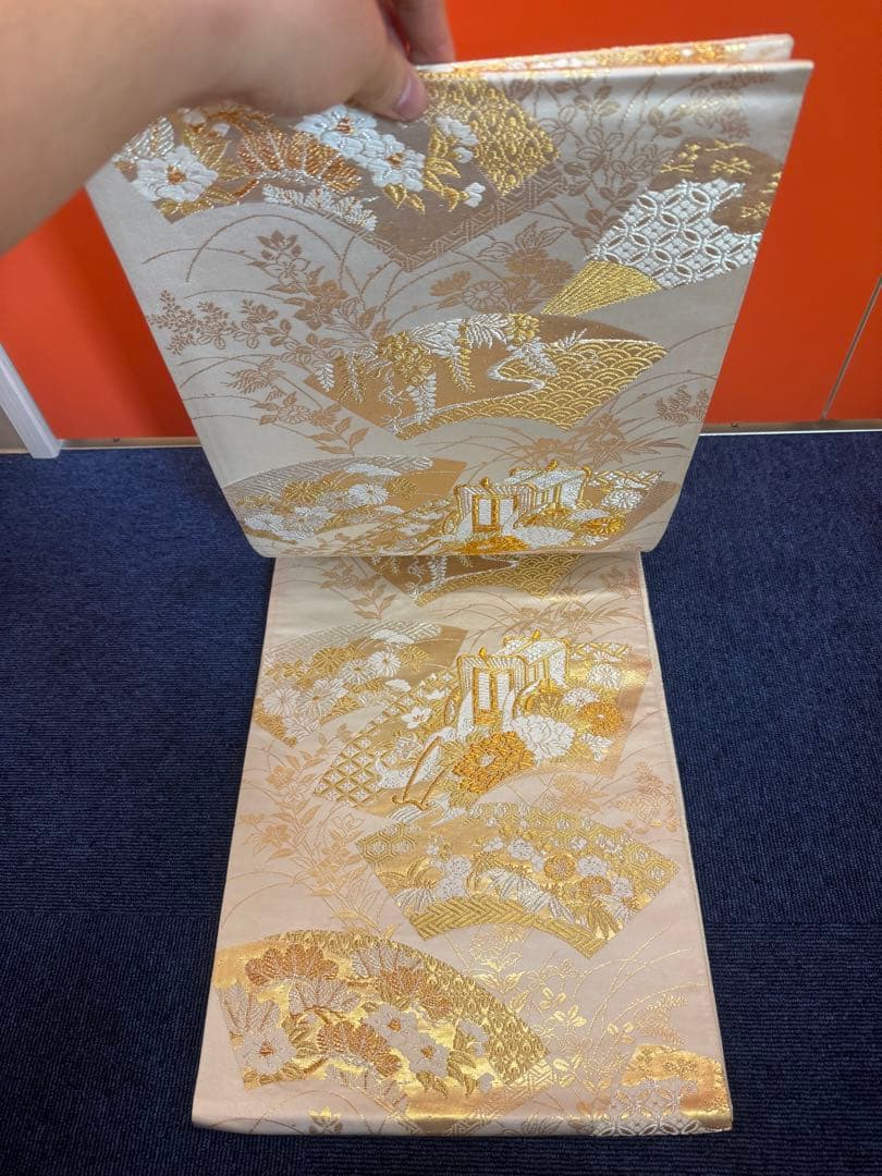 1929 袋帯 古代彫金紋  西陣織   金糸　高級上質上品　約440cm未使用