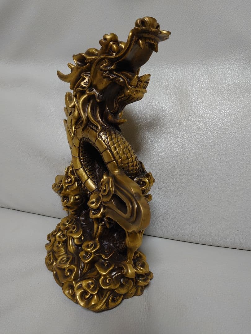 開運 龍神 龍 雲龍 ブロンズ製（真鍮製）置き物