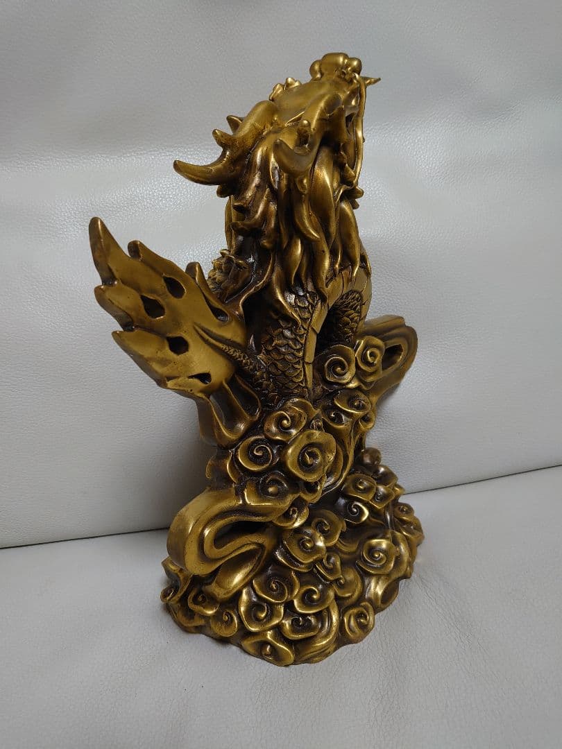 開運 龍神 龍 雲龍 ブロンズ製（真鍮製）置き物