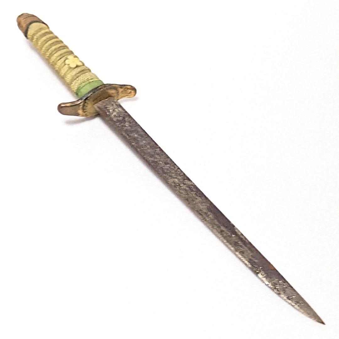 【当時物】旧帝国海軍 士官短剣 模造刀身入り 指揮刀 太幅 鮫皮鮫革鞘【２環吊】