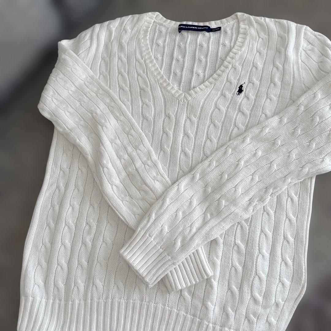 【極美品】RALPH LAUREN SPORT ホワイト Vネックセーター