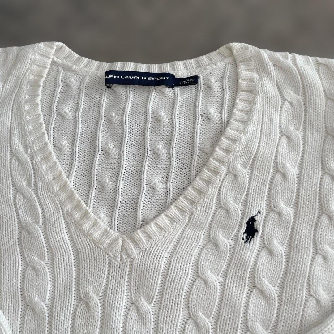 【極美品】RALPH LAUREN SPORT ホワイト Vネックセーター