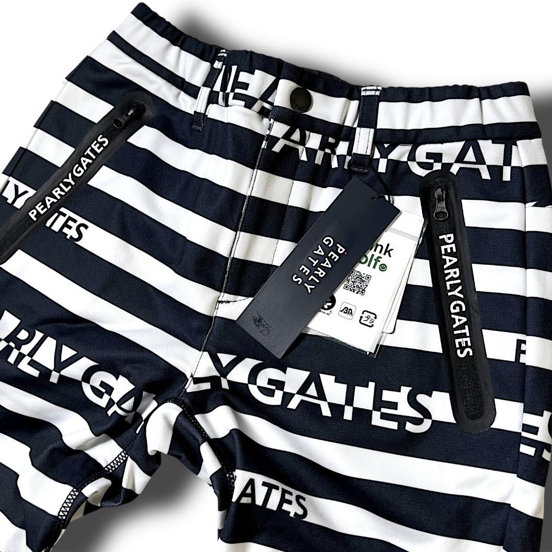 0 新品 パーリーゲイツ トリコット裏起毛 ビッグロゴボーダー ジョガーパンツ