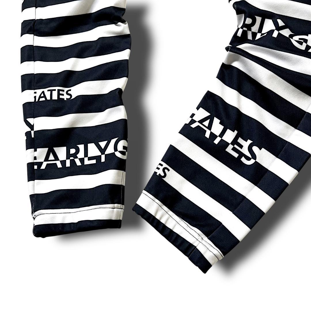 0 新品 パーリーゲイツ トリコット裏起毛 ビッグロゴボーダー ジョガーパンツ