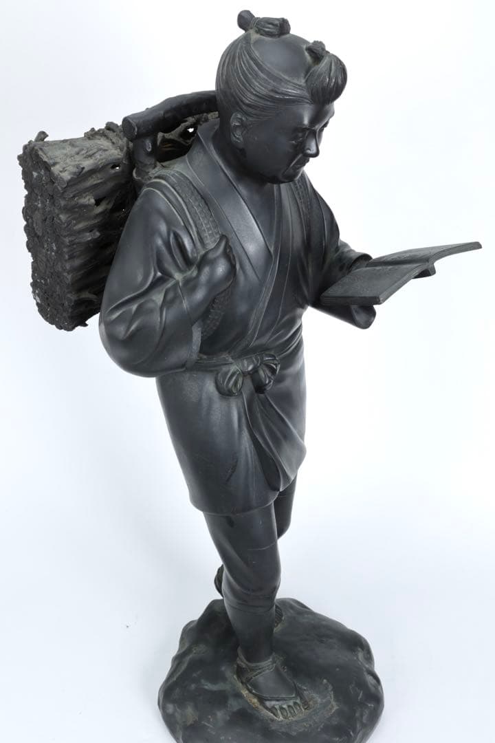 r*3様 二宮金次郎像 青銅製ブロンズ像 特大80cm 陽峰作 時代物 古美術