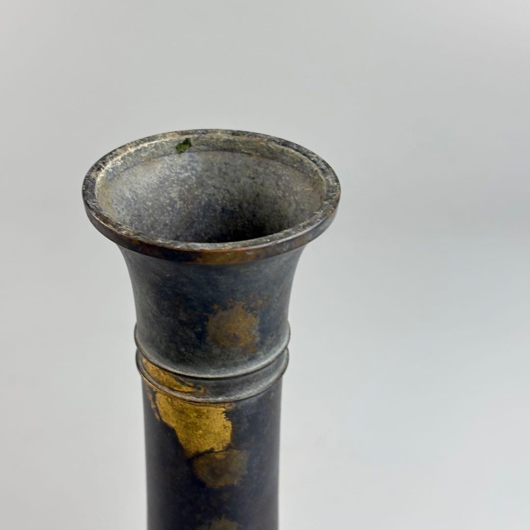 蔵六 青銅 花瓶 花生 花入 金属工芸 古美術 在銘 華道具 茶道具