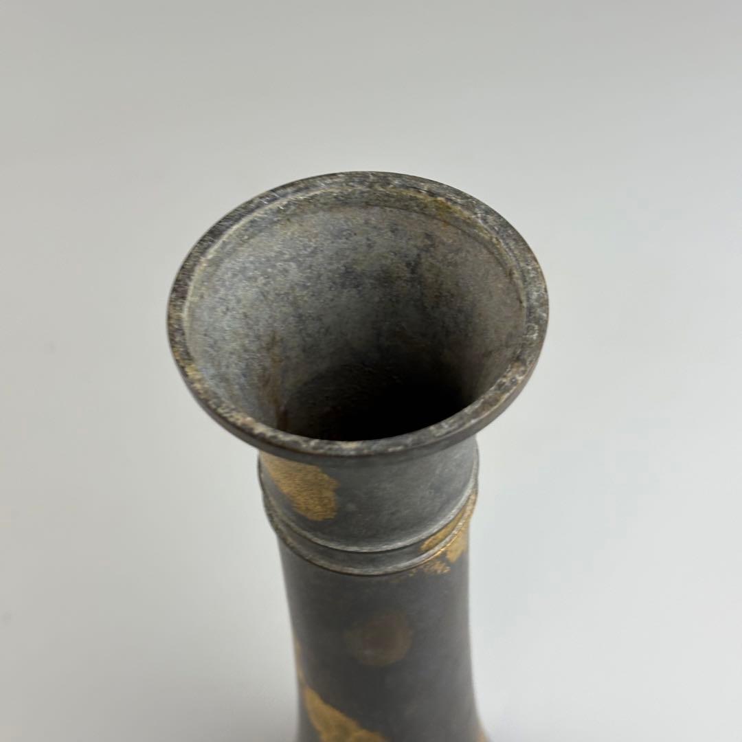 蔵六 青銅 花瓶 花生 花入 金属工芸 古美術 在銘 華道具 茶道具