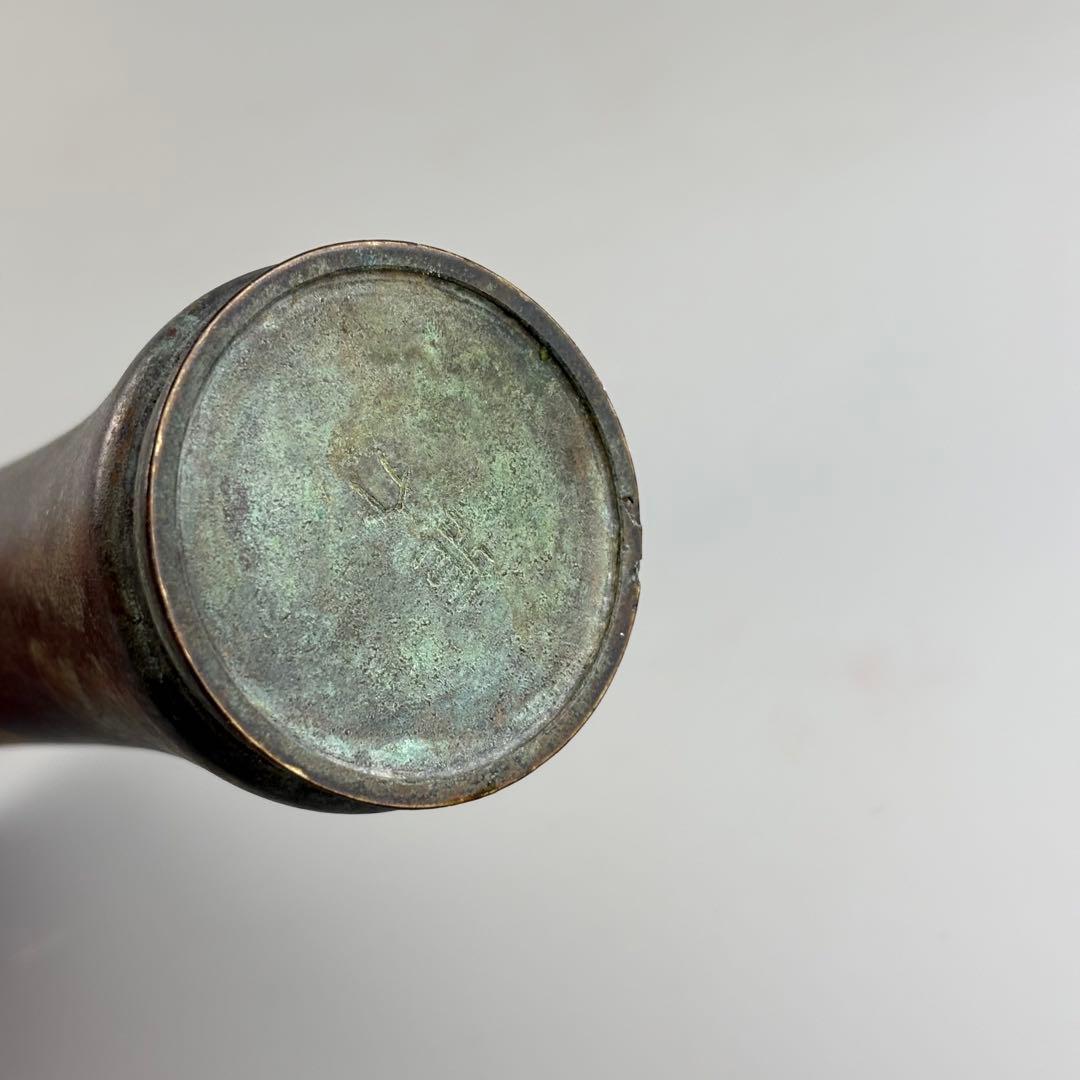 蔵六 青銅 花瓶 花生 花入 金属工芸 古美術 在銘 華道具 茶道具