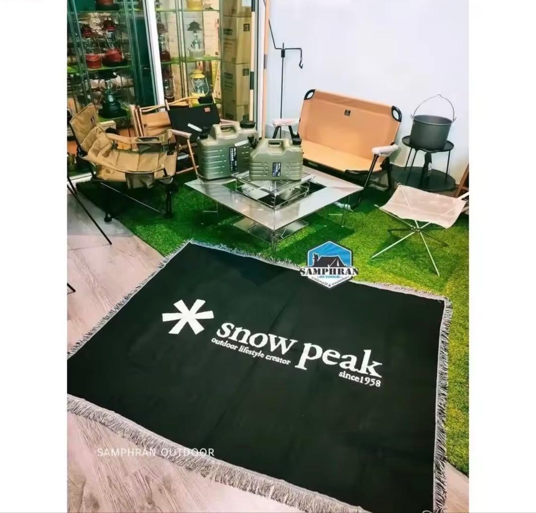  peak アウトドア寝具 黒 フリンジ付き　大判ブランケット