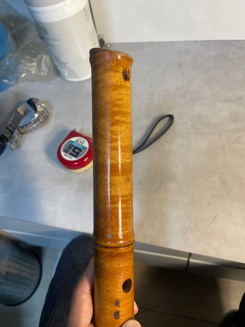 琴古流 尺八 1尺7寸管 胡蝶銘 在銘 和楽器 竹製 管楽器　当時物　音出確認済