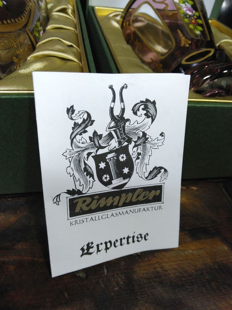 未使用　ドイツ製　ゴブレット　ペア　ハンドエナメル　ルビーレッド 　クリスタル