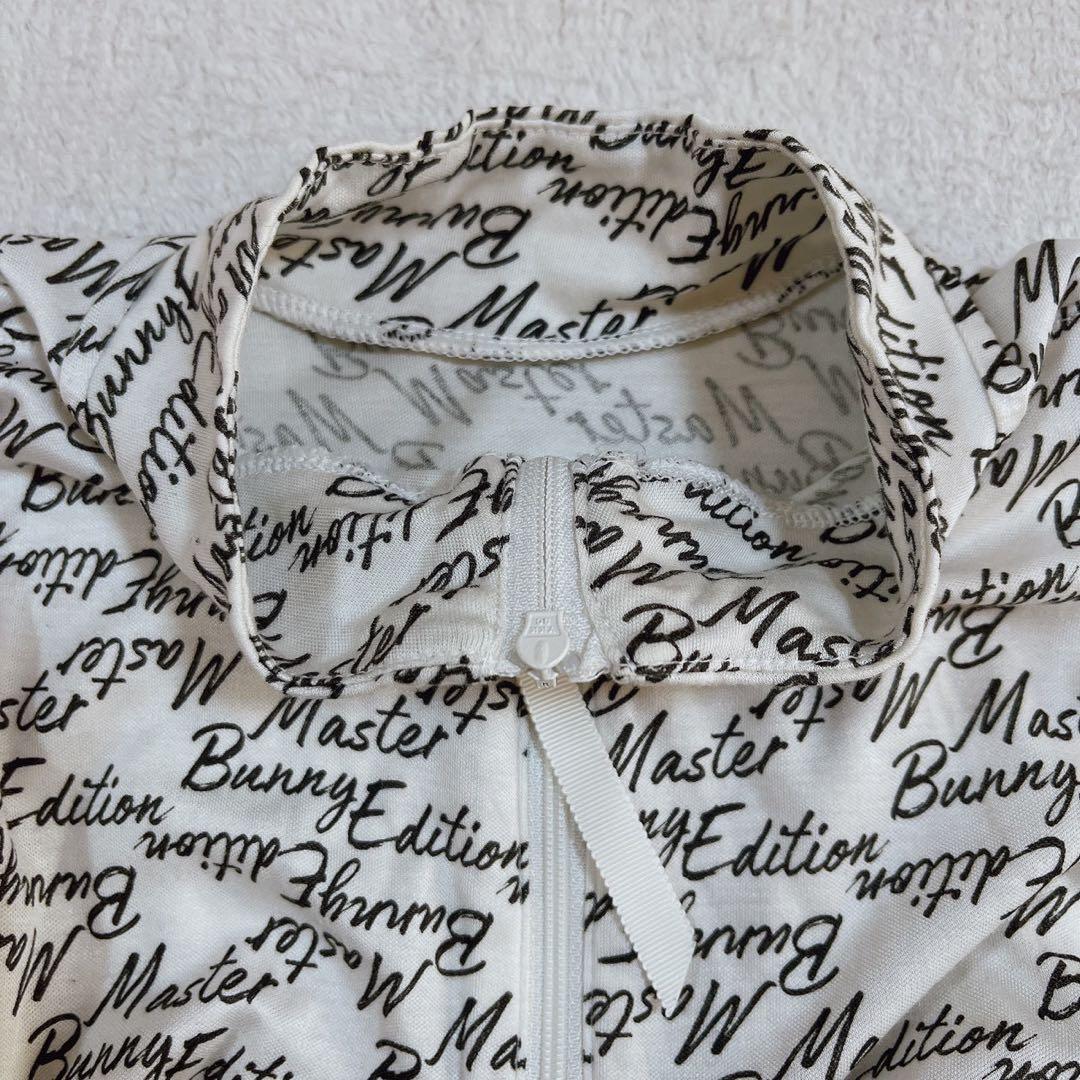 極美品　マスターバニー　 モックネック　ノースリーブワンピース　総柄　ホワイト