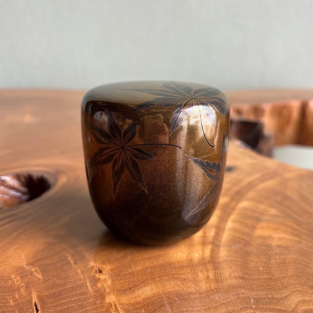 紅葉蒔絵 中棗 髟休斉造 抹茶碗 茶道具 共箱