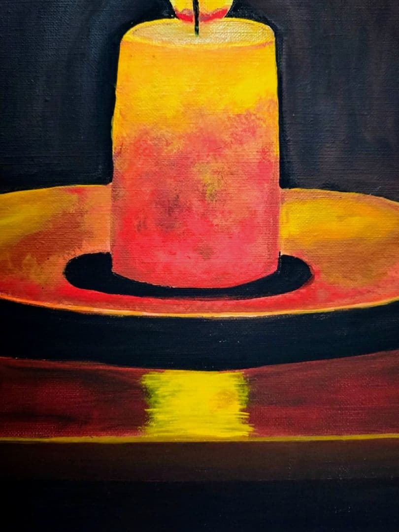 【F6号】髙島野十郎【蝋燭】手描き作品/表裏サイン有り/油彩/油絵/額縁/額装