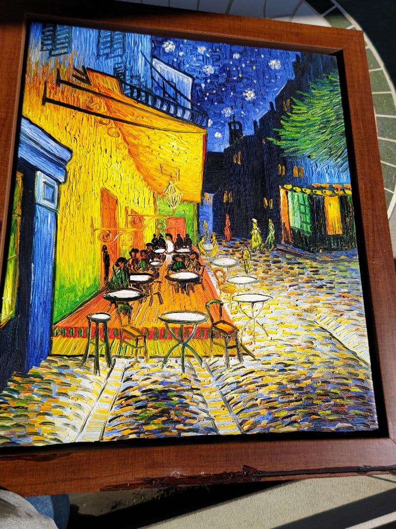 小*野様 印象派 カフェ風景画　ゴッホ　夜のカフェテラス　レプリカ 70cm ×
