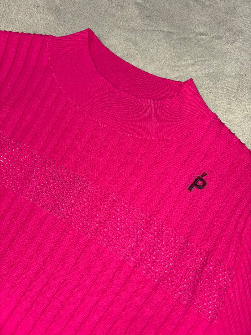 （新品）パーリーゲイツ、モックネック、ニットワンピース、ピンク色、サイズ1