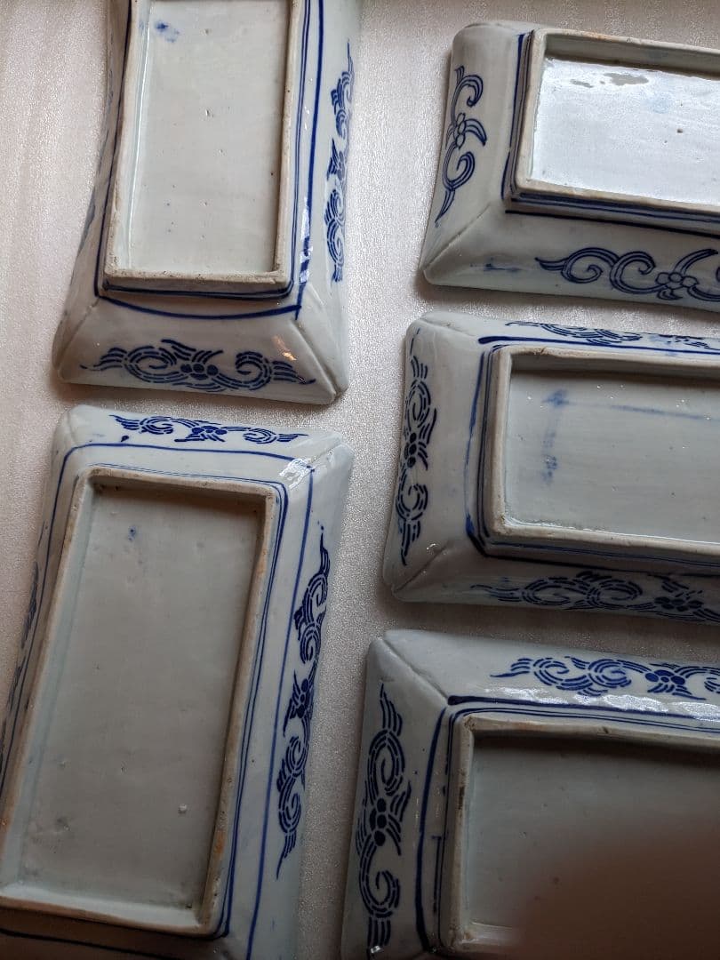 古伊万里　べろ藍　長角皿　5枚