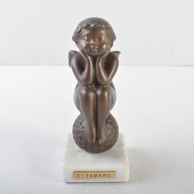 彫刻家　玉野勢三作　ブロンズ像　「ゆめ」 大理石台座　M　R6096