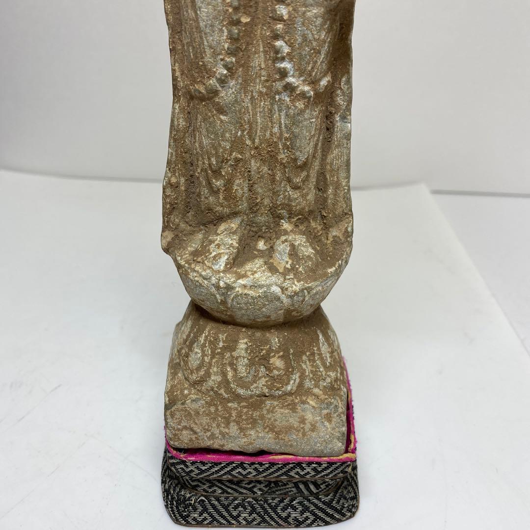 古代　唐物　石仏像　仕立箱付　高さ約31㎝　タエサ　東さ8-0107☆2F