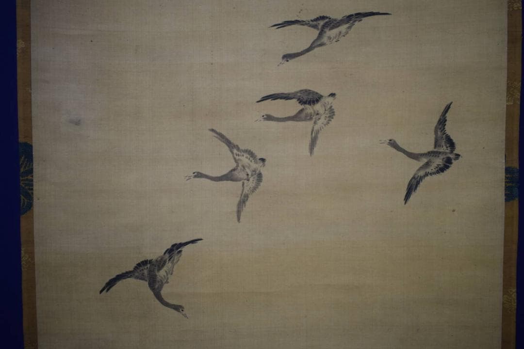 模写/野々村仁清/群雁之図/布袋屋掛軸HG-87