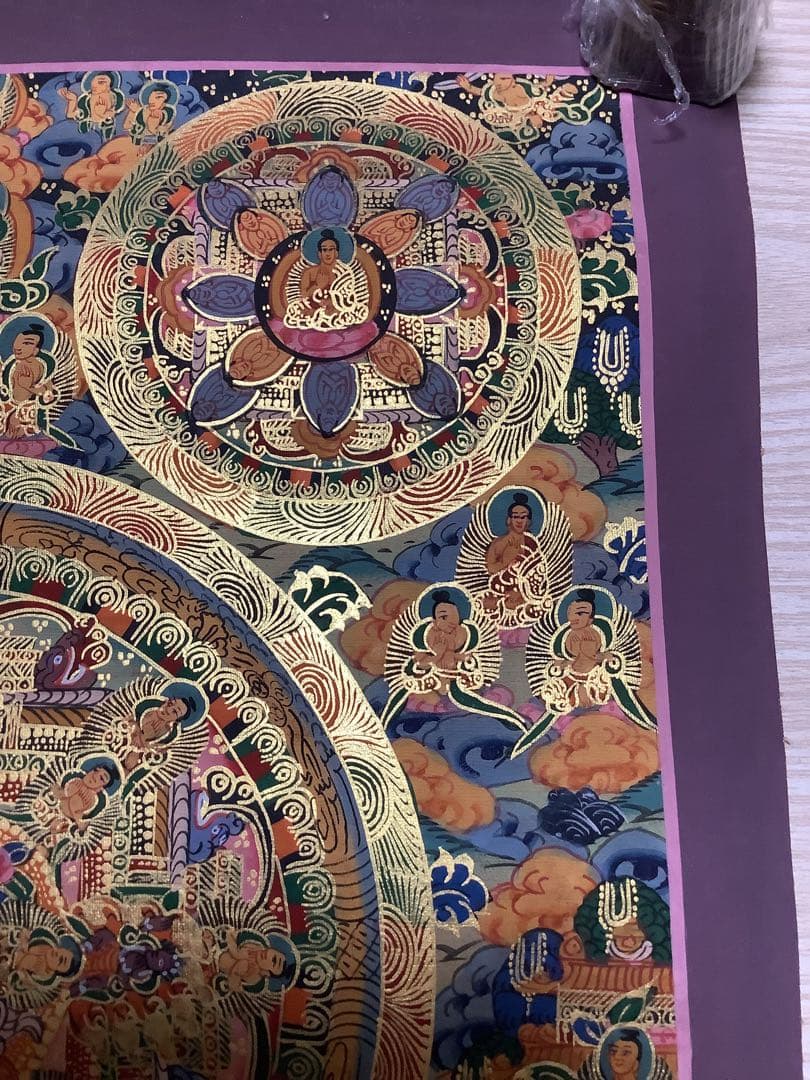 《 チベット密教　新品　1点物 》 手描き　曼荼羅　仏陀　釈迦　仏画　仏教　f6