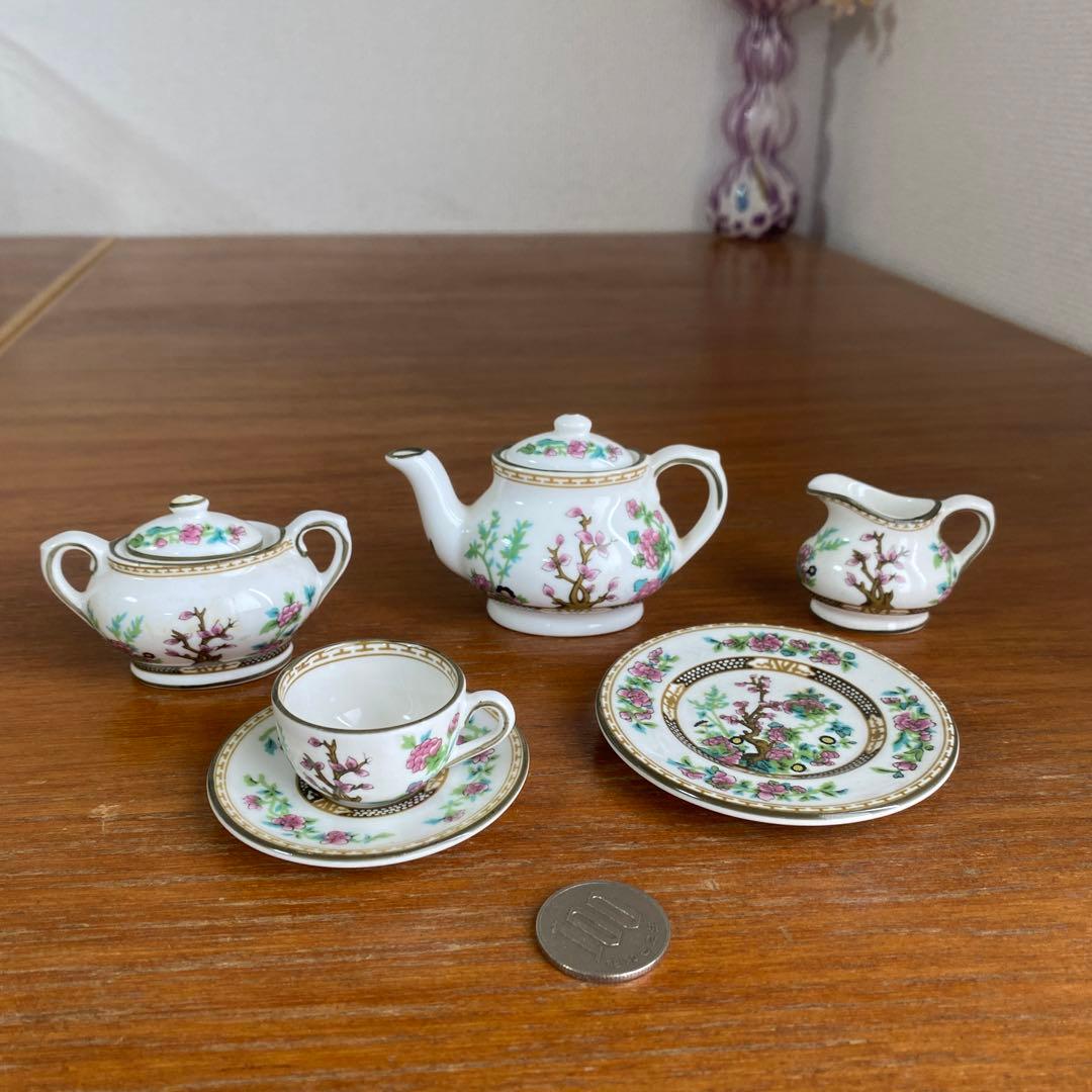 希少　コールポート インディアンツリー　カラード　ミニチュア　ティーセット