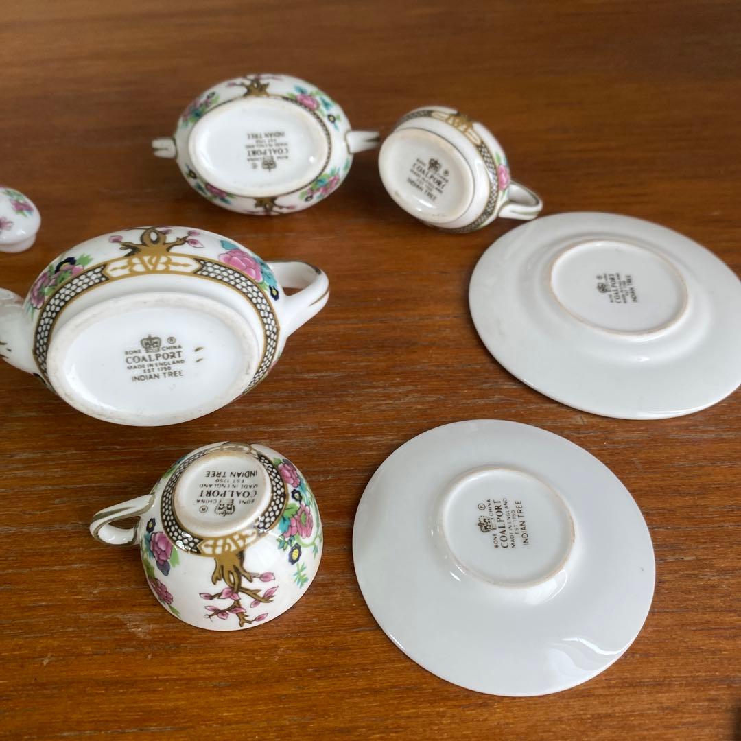 希少　コールポート インディアンツリー　カラード　ミニチュア　ティーセット