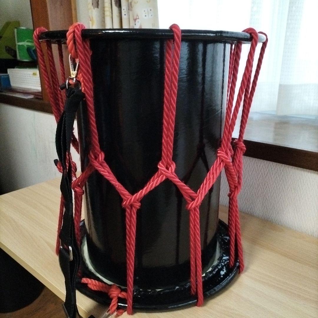 担ぎ太鼓1.2尺　締太鼓　和太鼓 　天然皮革　ストラップ付き　中古品⑫