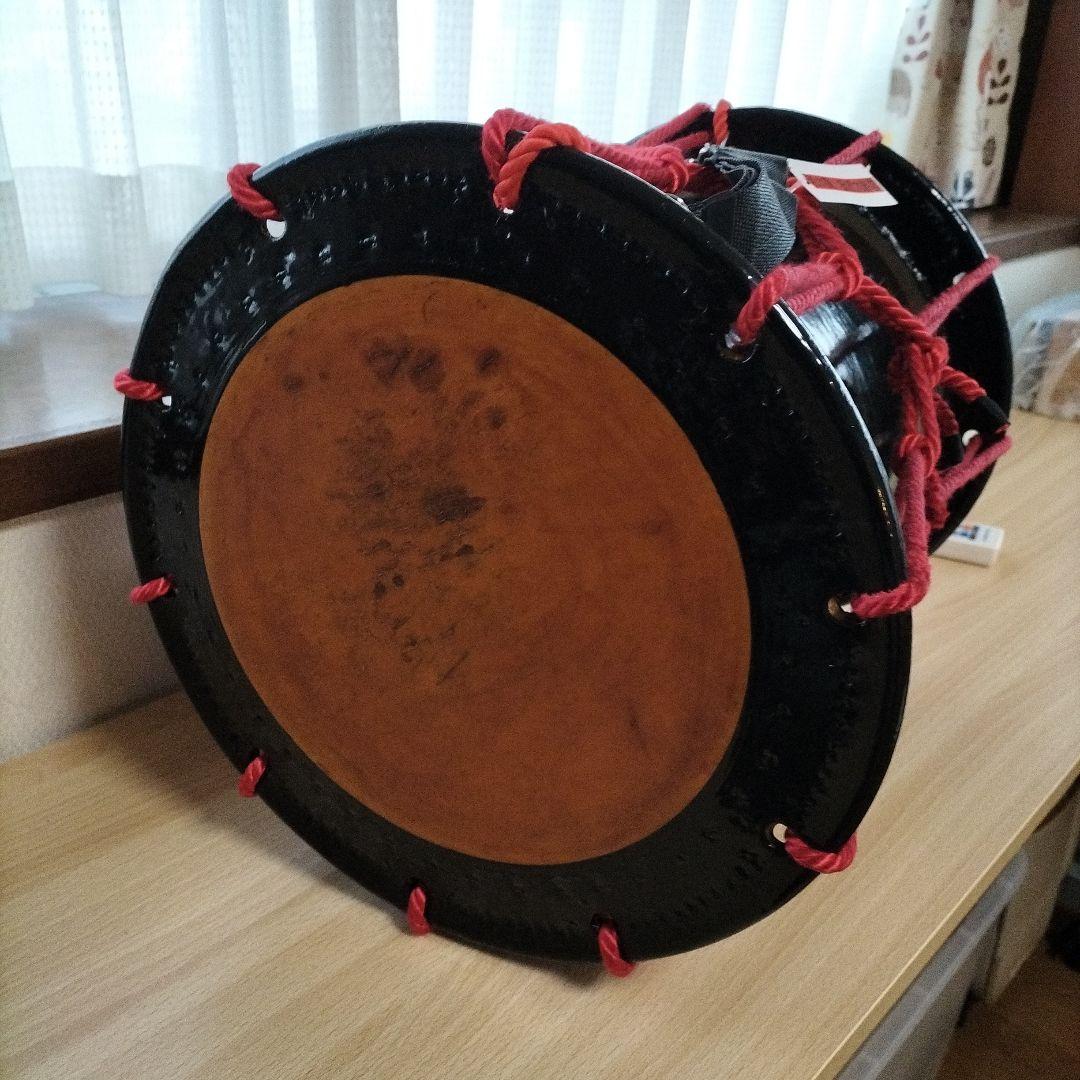 担ぎ太鼓1.2尺　締太鼓　和太鼓 　天然皮革　ストラップ付き　中古品⑫