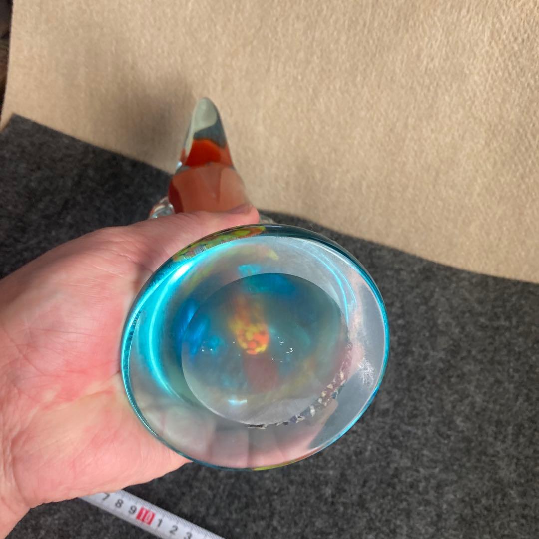 ガラス　犬の置物　レトロ