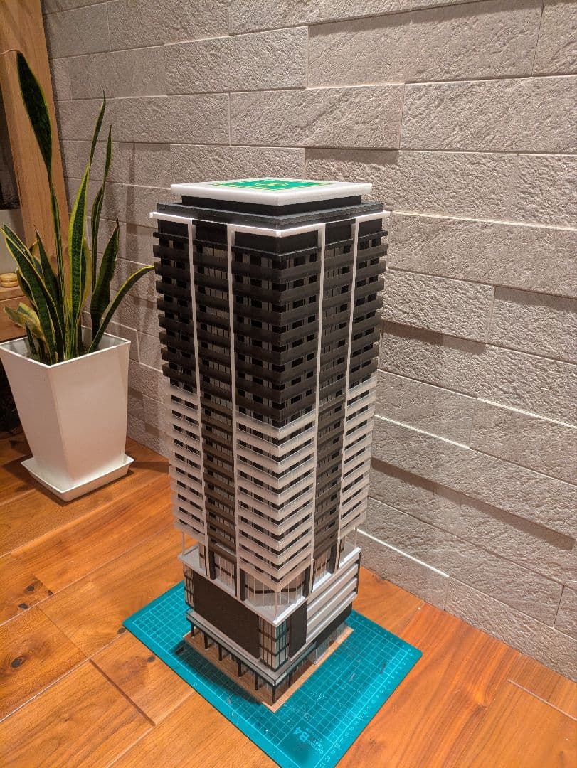 Nゲージ　自作ストラクチャー　高層マンション　タワマン　ジオラマ