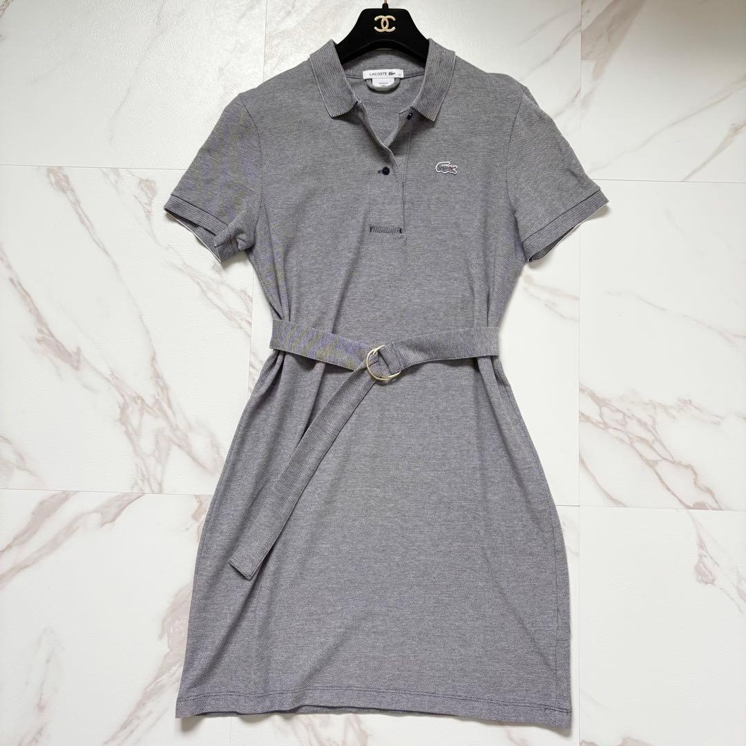 美品♡LACOSTE ラコステ 鹿の子 ポロシャツワンピース ベルト付 40