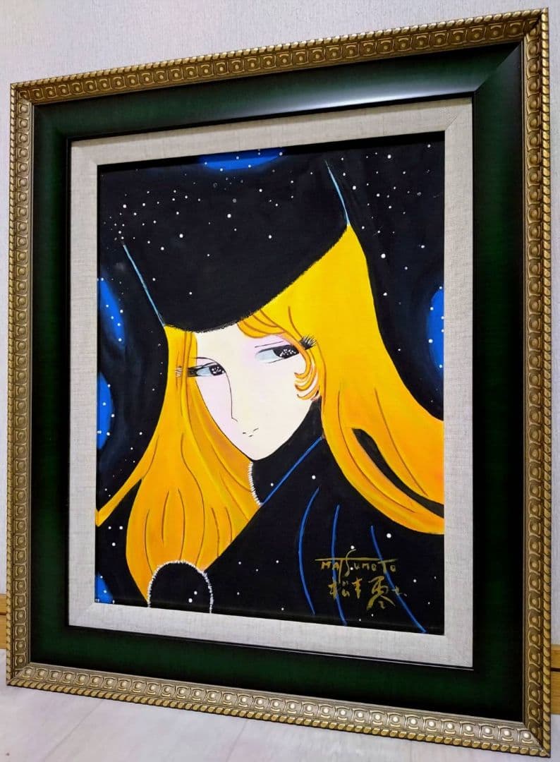 【F6号】松本零士【銀河鉄道999】手描き作品/表裏サイン/油彩/アクリル/額縁