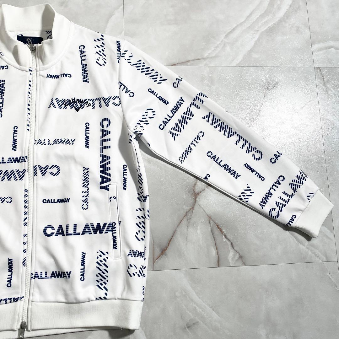 A18664 美品 キャロウェイ 総ロゴジップアップジャケット 白M メンズ