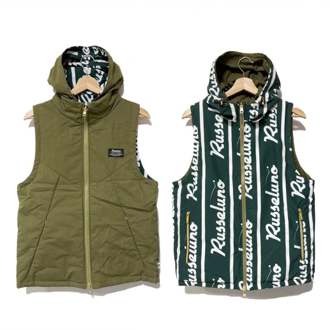 新品 ラッセルノ ゴルフ 2Way リバーシブル ベスト カーキ M 4