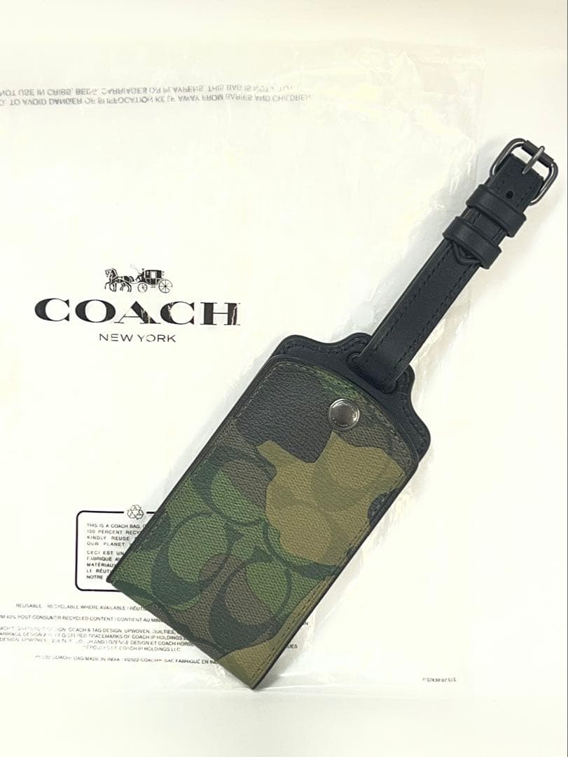 COACH コーチ シグネチャー ラゲッジタグ ネームタグ グリーンマルチ