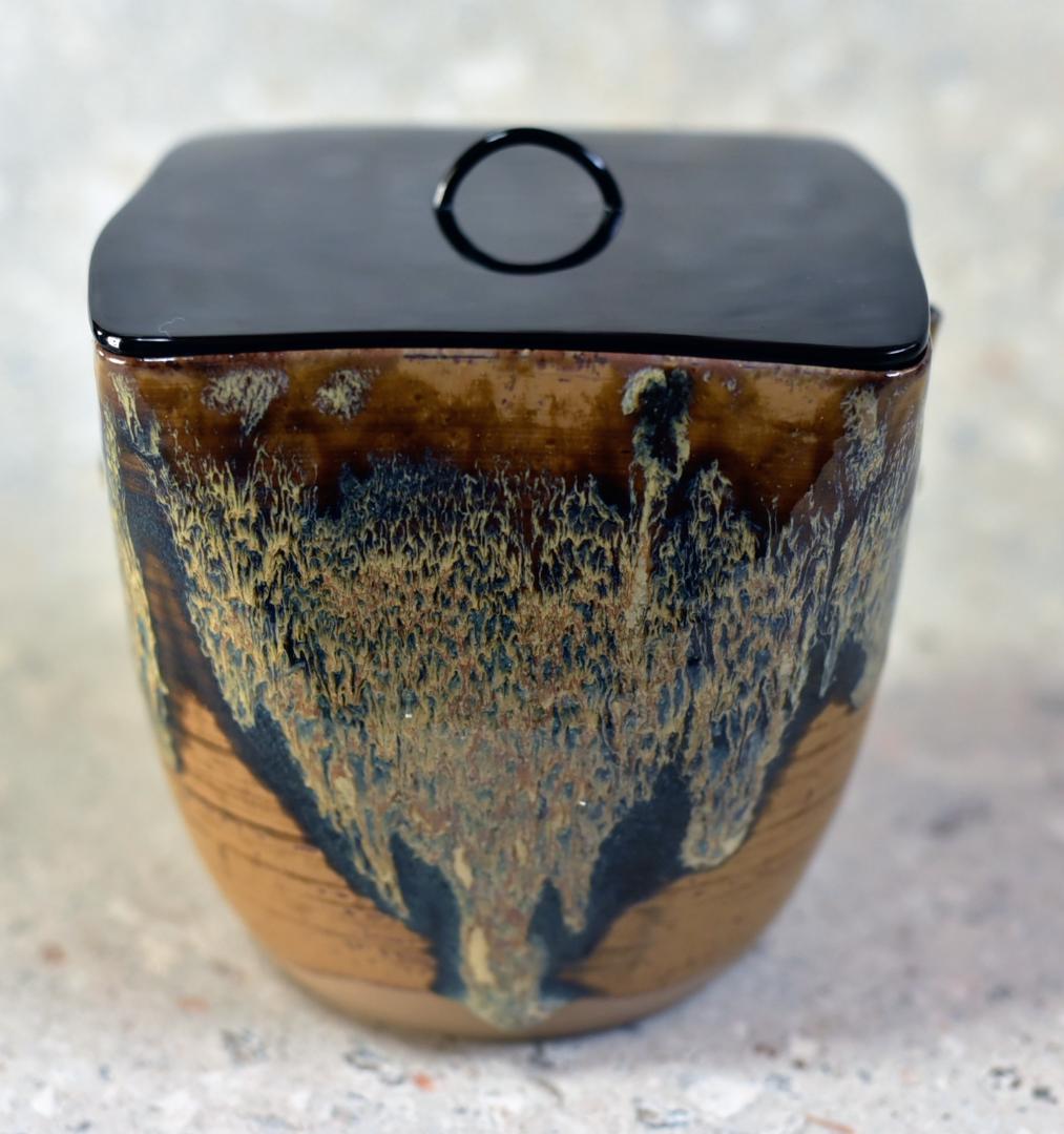 値下げ、十四代赤楽造　高取管耳水指角型　【極上品】水差　お茶道具/共箱