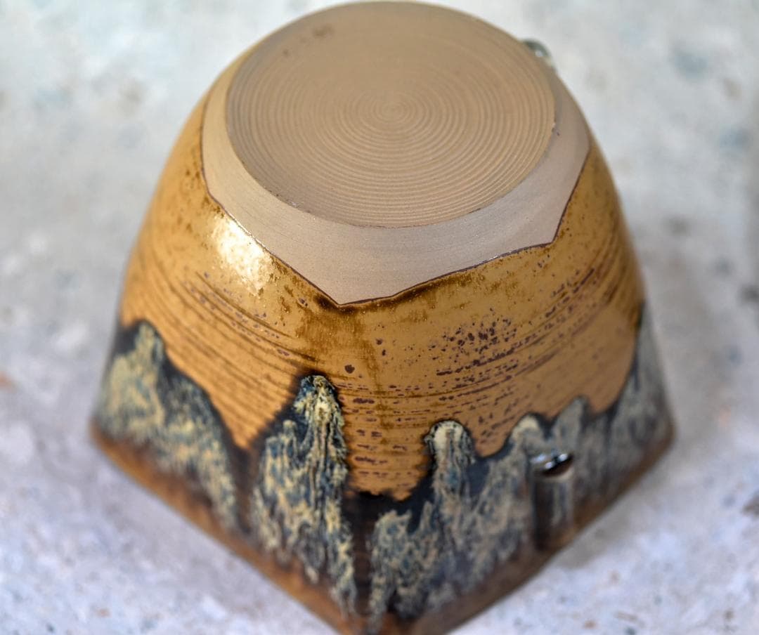 値下げ、十四代赤楽造　高取管耳水指角型　【極上品】水差　お茶道具/共箱